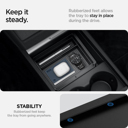 Tesla Series - Sliding Center Console Organizer Upper Tray | 2-Section