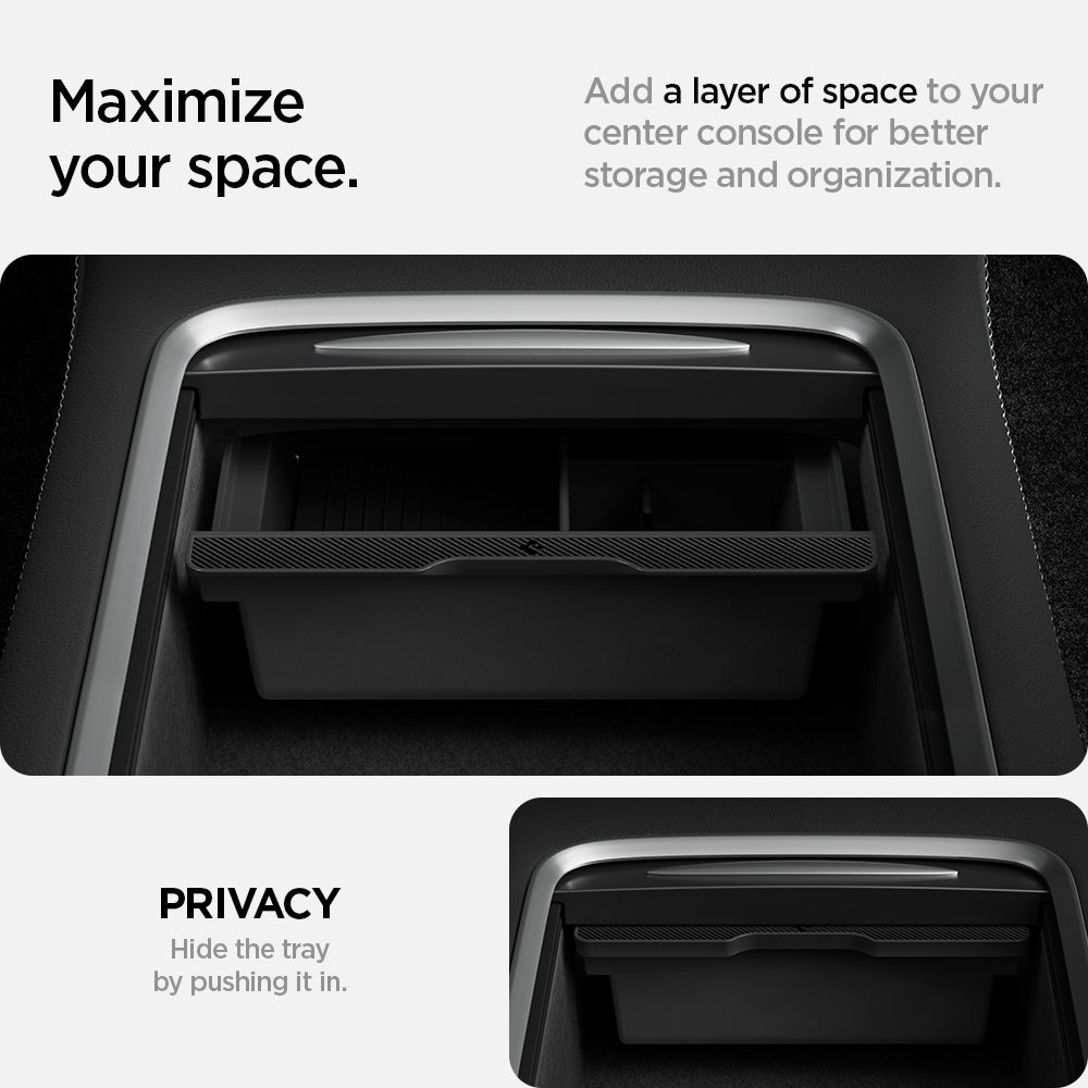 Tesla Series - Sliding Center Console Organizer Upper Tray | 4-Section