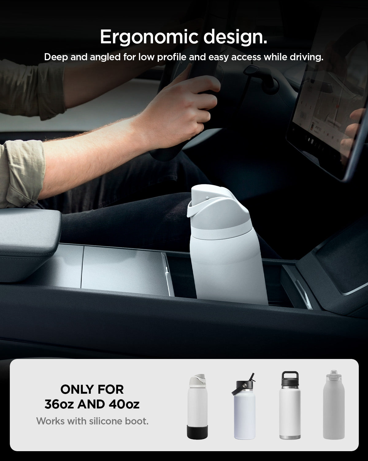 Tesla Series - Sliding Center Console Organizer with Bottle Holder | TO220SC