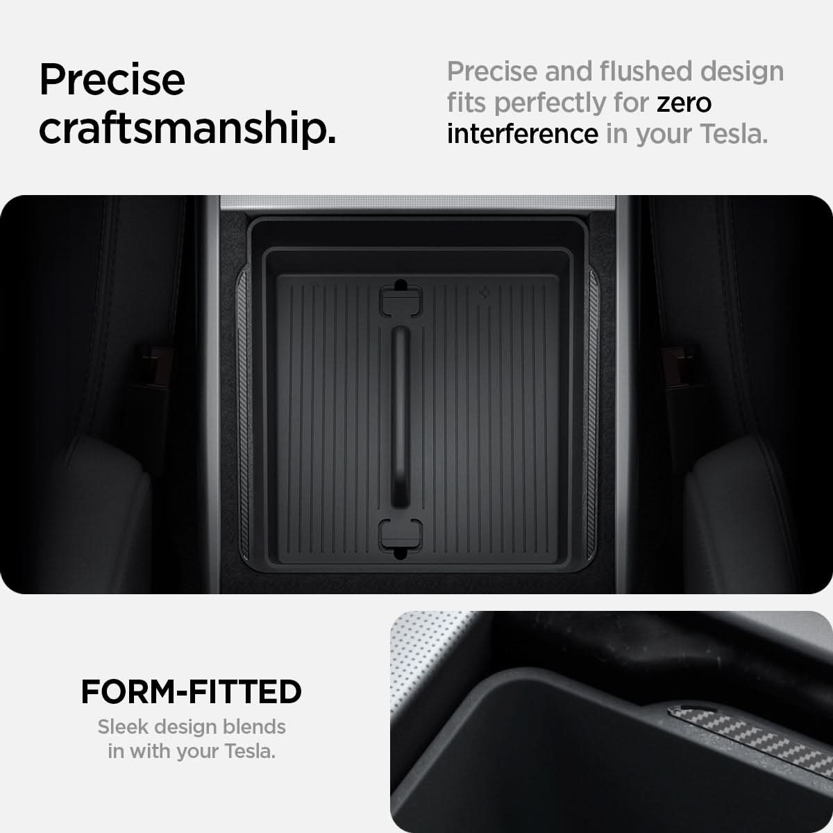 Tesla Series - Armrest Console Organizer Upper Tray | 2-Section